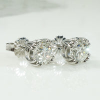 Brilliant Vintage Diamond Platinum Studs 1.49tcw