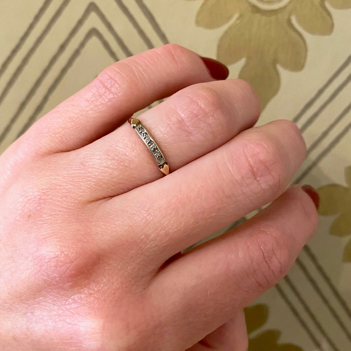 Rose Cut Diamond Deco Two Tone Band