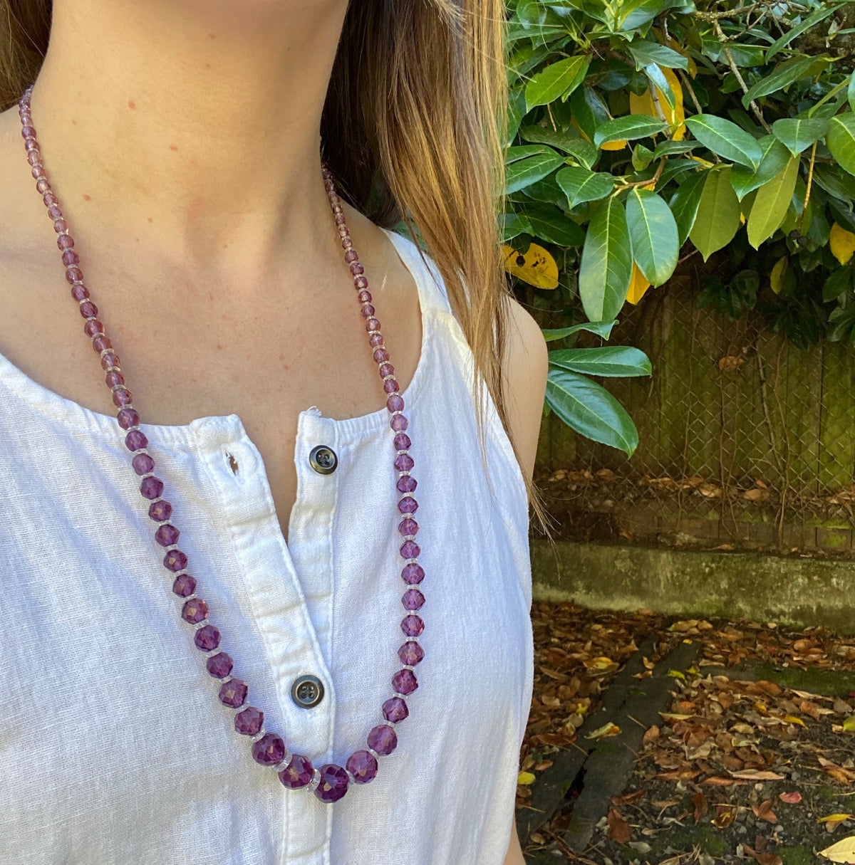 Royal Purple Art Deco Bead Necklace