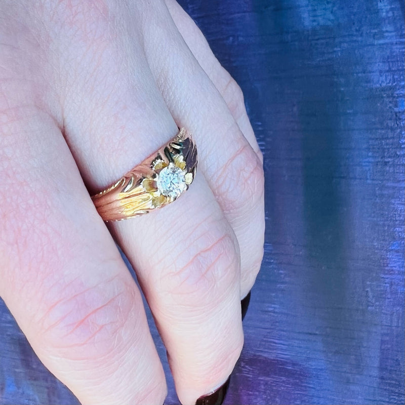 Art Nouveau Gold Diamond Belcher Ring