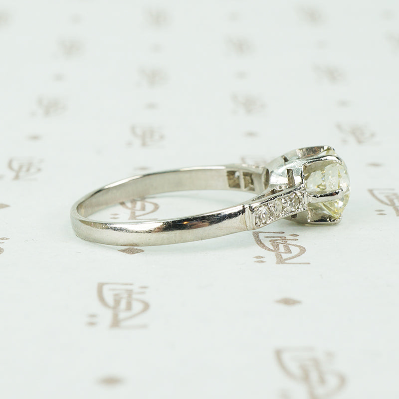 1.09 carat old euro diamond engagement ring side view