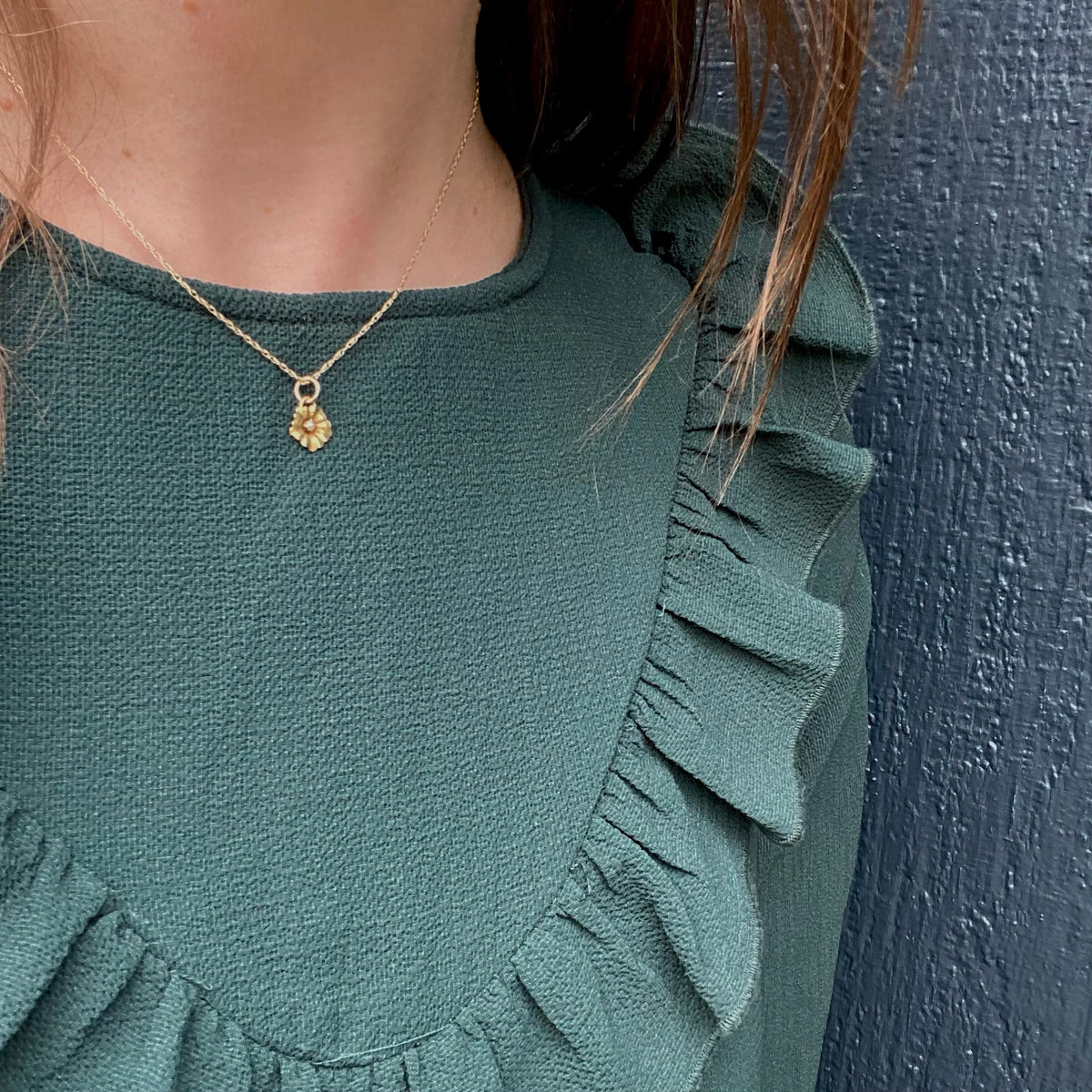 Wee Gold Blossom Pendant with Pearl