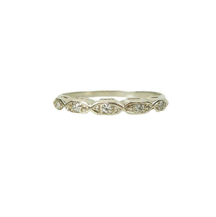 Vintage Marquis Shape White Gold Diamond Band