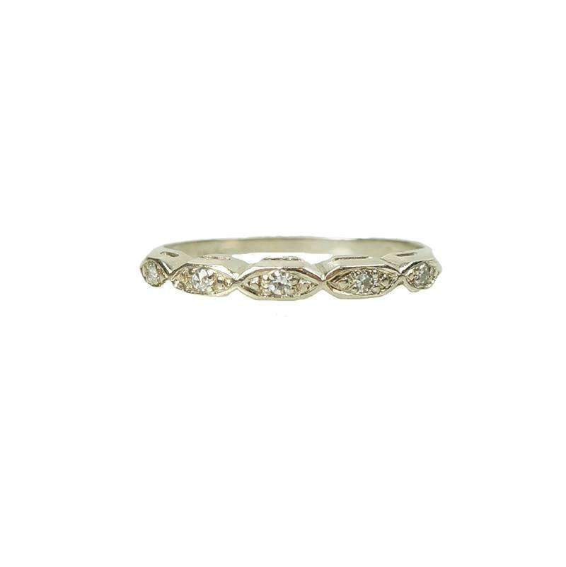 Vintage Marquis Shape White Gold Diamond Band