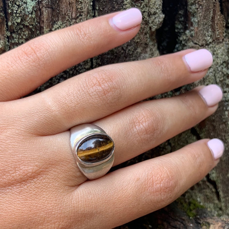 Tigers Eye in Silver Gypsy Band