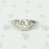1.12 carat oec diamond filigree engagement ring in 18k white gold