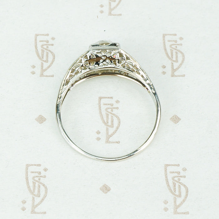 Art Deco Filigree OEC Diamond Engagement Ring