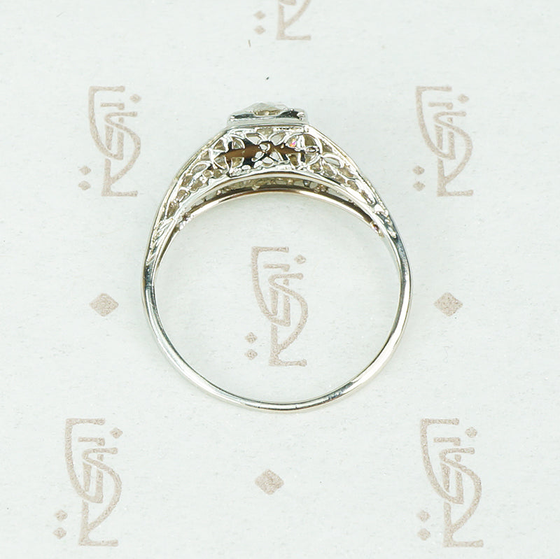 Art Deco Filigree OEC Diamond Engagement Ring