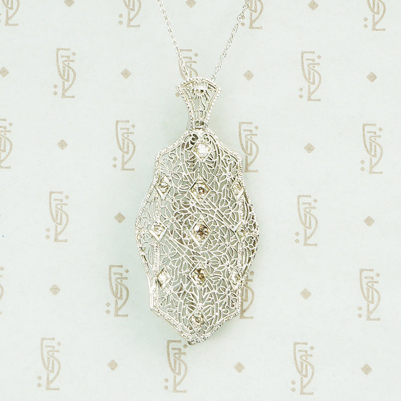 Convertible Pin Pendant Diamond Filigree Jewel