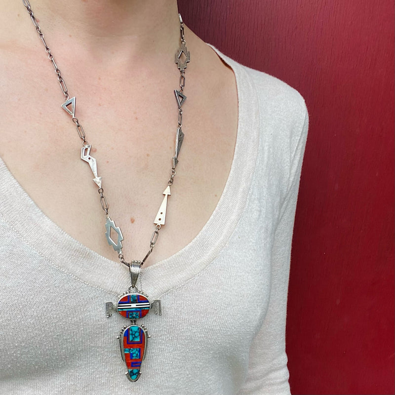 Outstanding Kachina Inlay Necklace by Ray Tracey