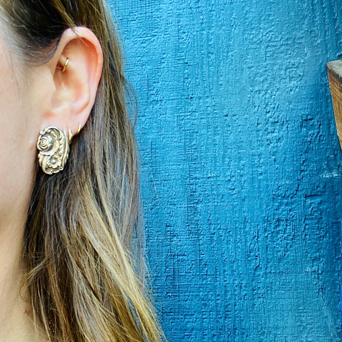 Romantic Floral Silver Earrings by S. Kirk & Son