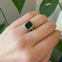 Beveled Bloodstone Art Deco Filigree Ring