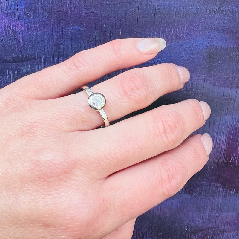Mod Diamond Engagement Ring in White Gold