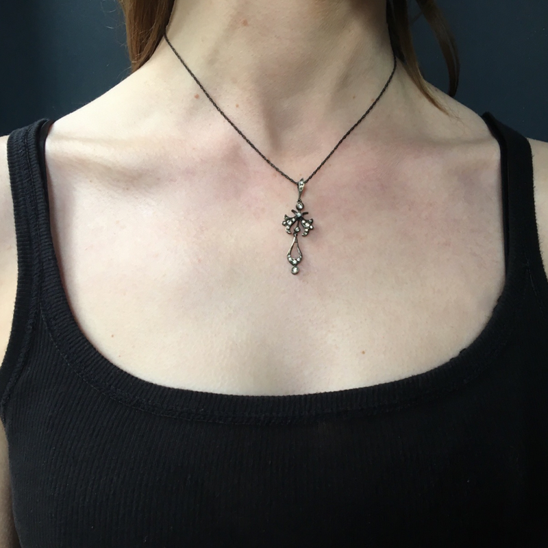 Belle Epoque Sterling Silver and Paste Lavalier