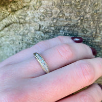 Unusual NOS White Gold Band with Yellow Gold Details