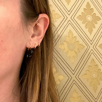 Antique Faceted Onyx Earbobs