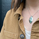 Silver Beaded Turquoise Inlay Peyote Bird Necklace