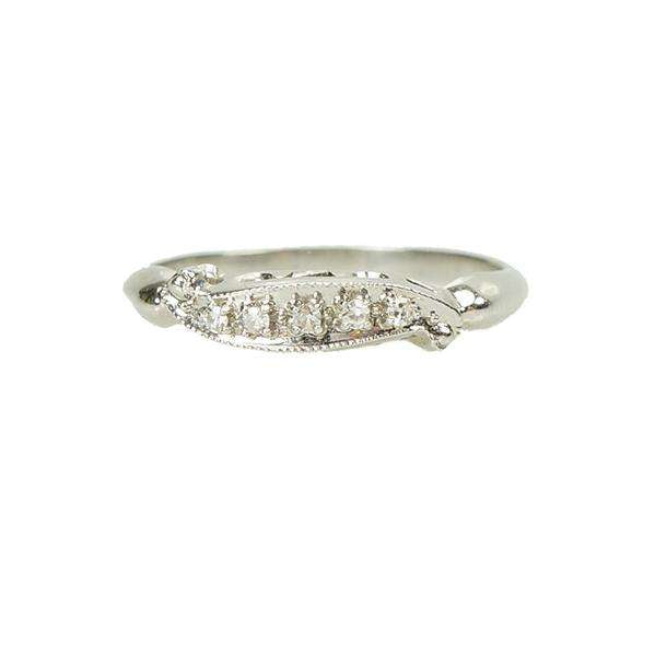 Pretty Vintage Mid Century White Gold Diamond Band
