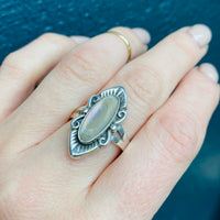 Abalone & Silver Navette Bell Trading Post Ring