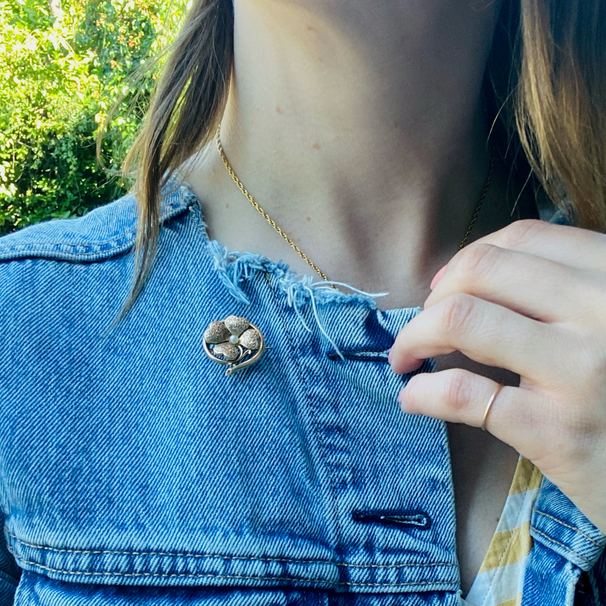 Lovely Lucky Four-Leaf Clover Rose Gold Brooch