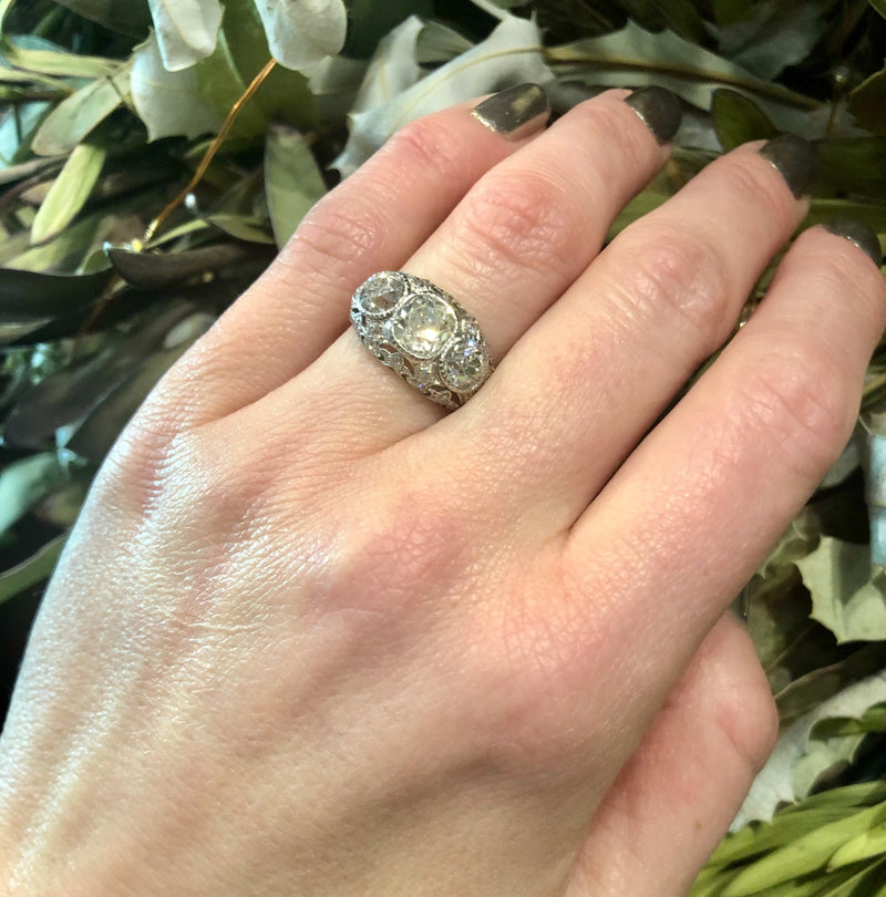 Edwardian Platinum and Diamond Dome Ring