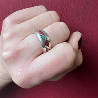 Sterling Silver Band with Inlaid Triangles
