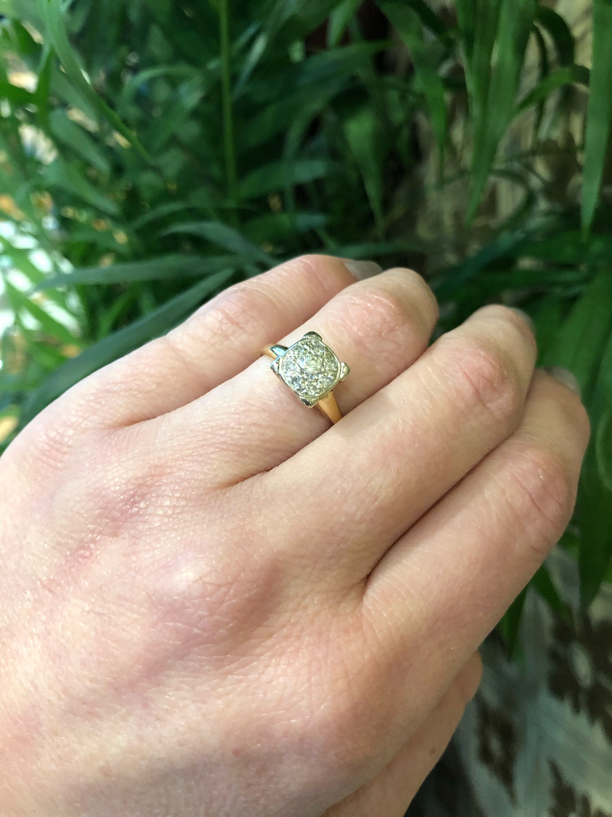 Vintage 1940's Cluster Diamond Engagement Ring
