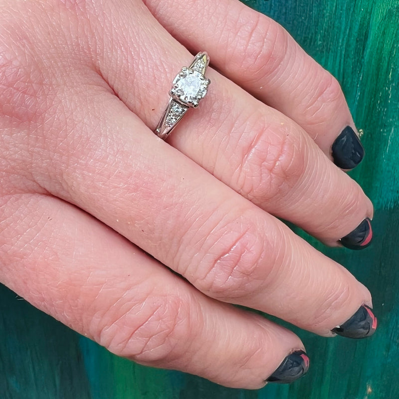 Classic Diamond & Platinum Engagement Ring by Jabel