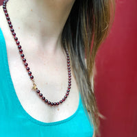 Claret Colored Garnet Bead Necklace