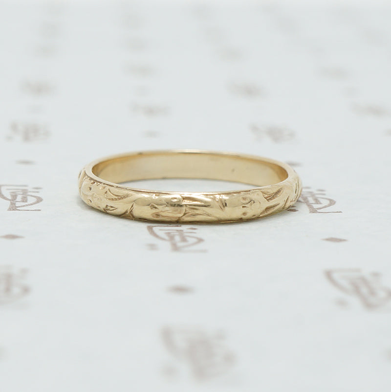 The Softly Engraved Yellow Gold Band