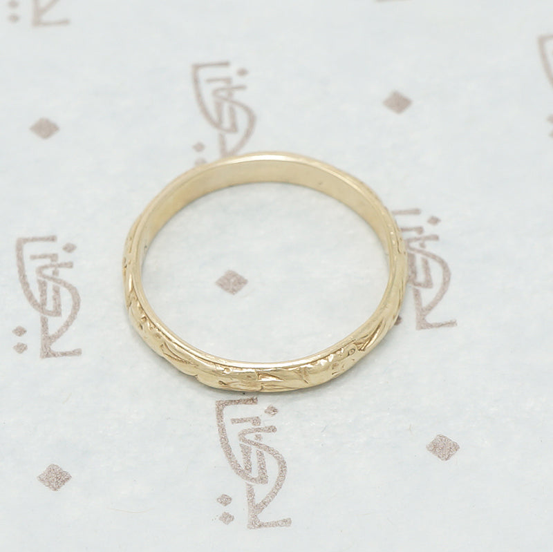 The Softly Engraved Yellow Gold Band