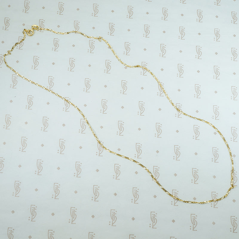 18" 14k yellow gold vintage figaro chain