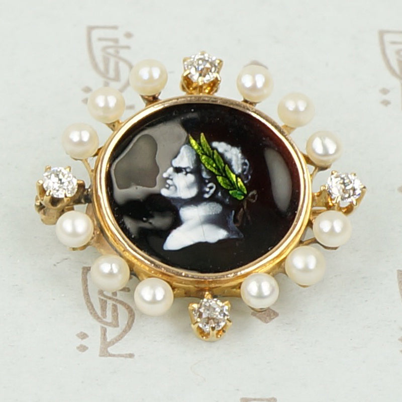 Enamel Portrait of Titus Brooch