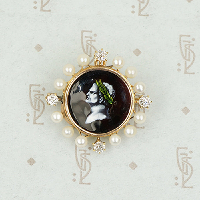 Enamel Portrait of Titus Brooch