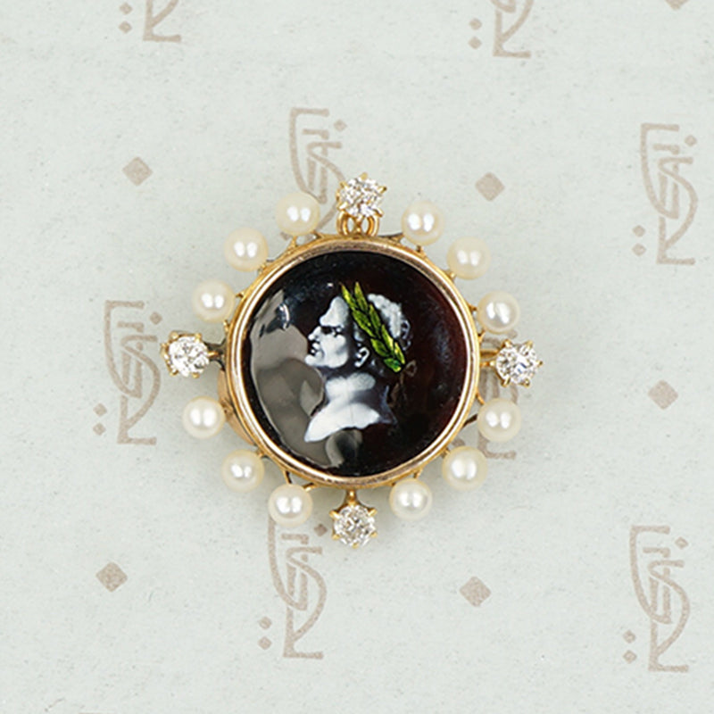 Enamel Portrait of Titus Brooch