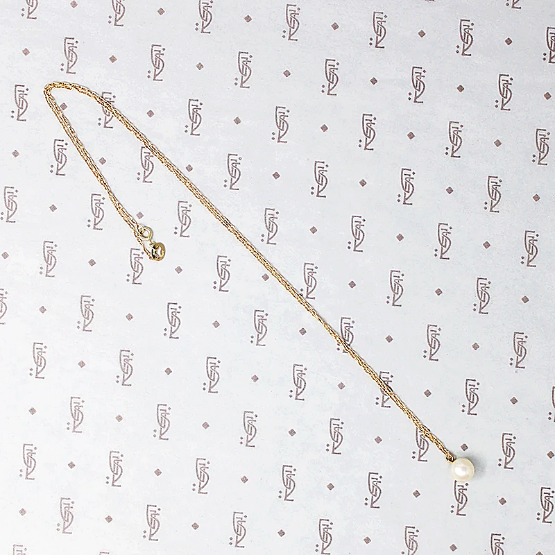 Classic Pearl Solitaire Pendant on Gold Chain