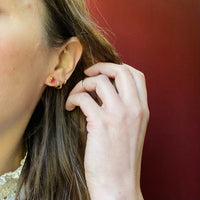 Sweet Ruby Studs in Gold Halos