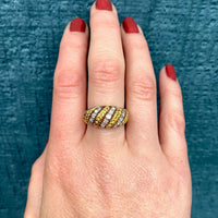 Jaunty Striped Band in Gold, Platinum & Diamonds