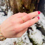 Hearts/Arrows Art Deco Gold Wedding Band Size 8