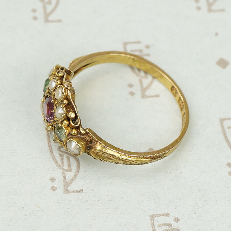 Pristine 15ct Gem Set Ring c1872