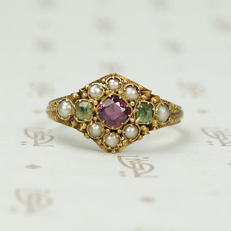 Pristine 15ct Gem Set Ring c1872