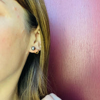 Dramatic Peacock Pearl Studs in Gold