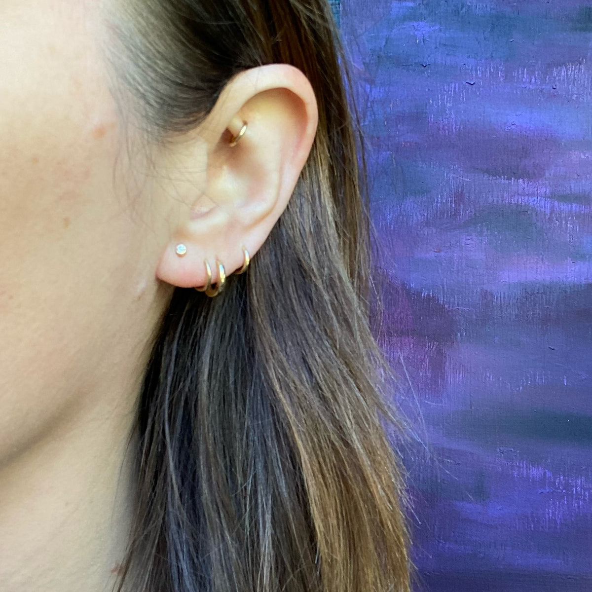 Tiny 14k Gold Bezel Diamond Studs
