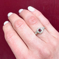 Ruby Swirl Ring in Platinum & 18ct Gold