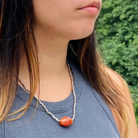 Ancient Carnelian Necklace with High Grade Silver Beads