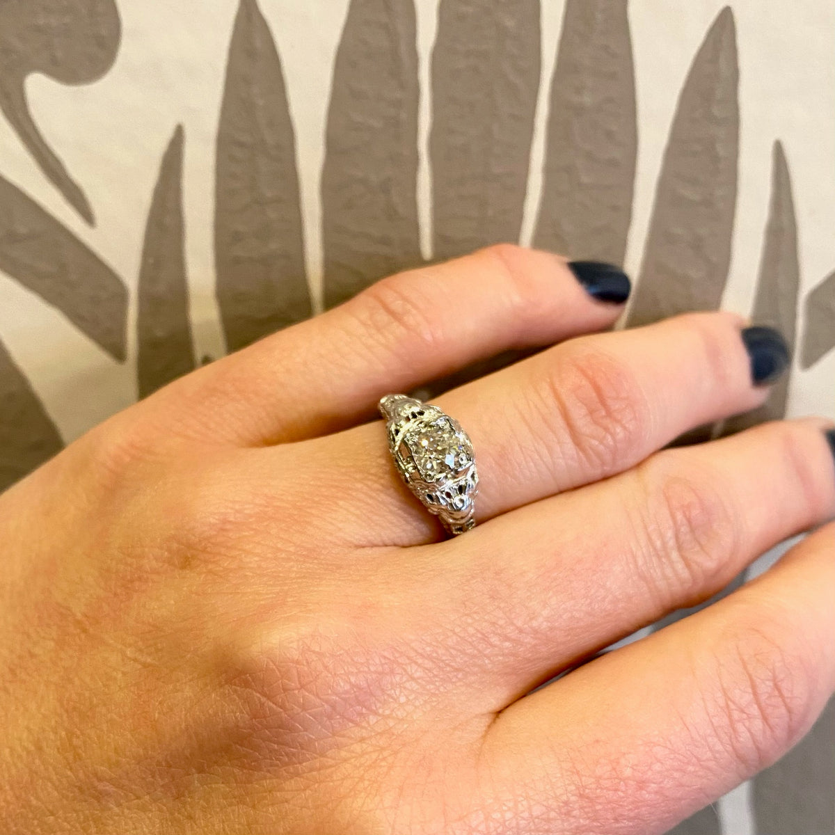 Romantic Roses Deco Diamond Engagement Ring