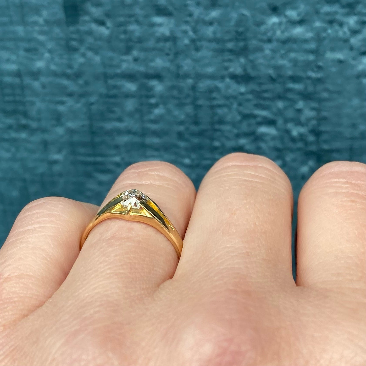 Endearing English Old Mine Diamond Solitaire Ring