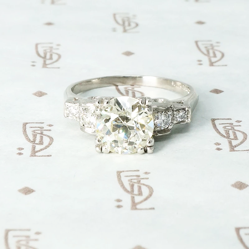 1.71 carat old euro platinum engagement ring