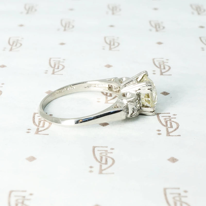 1.71 carat old euro platinum engagement ring