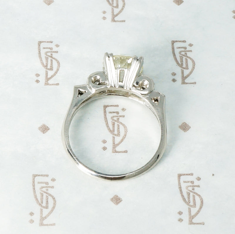 side view of 1.71 oec platinum and diamond engagement ring